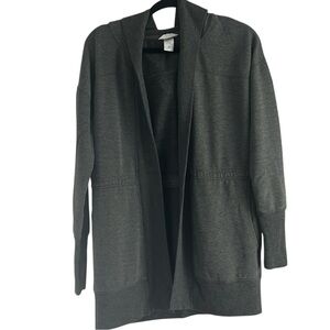 Jockey Women’s Light Gray Open Style Cardigan Sweater Thumbholes Size M EUC